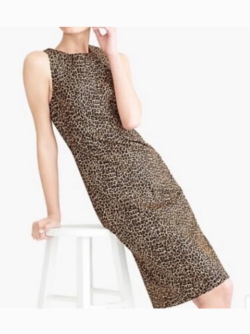 J. Crew Sleeveless Leopard-Print Midi Dress in Brown and Black size 4